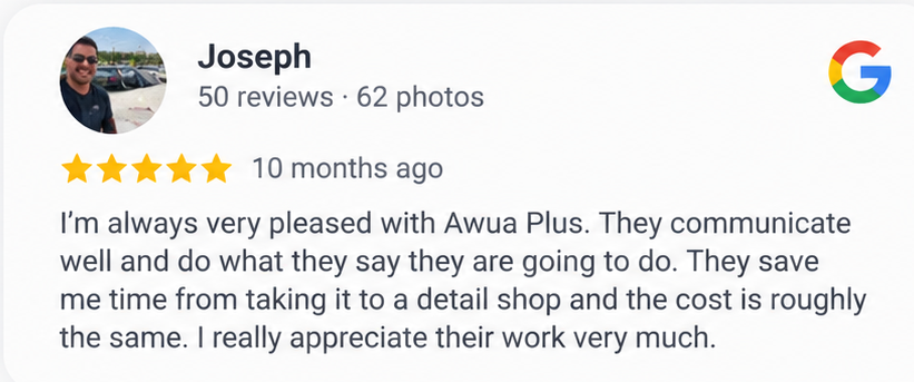 Google review from Joseph about AwuaPlus